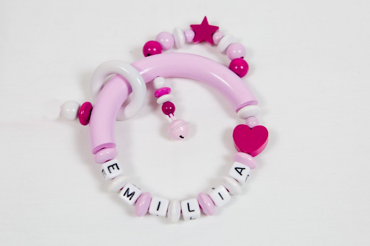 Babyfanshop Greifring Mädchen rosa Geschenke für Babys, Greifring Mädchen, rosa